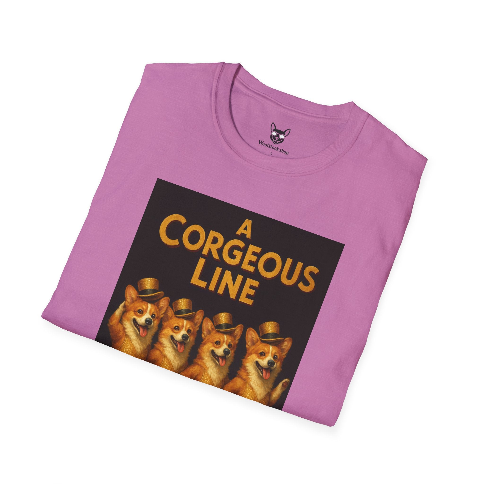 A Chorus Line Broadway Poster Dog Parody Unisex Softstyle T-Shirt -- Funny Tee for Broadway and Dog Lovers